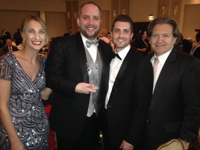 BNE Real Estate Group was honored with six awards at the 21st Annual Garden State Awards of Excellence sponsored by the New Jersey Apartment Association. From left to right: Kristina Hedden, Vice President of Marketing; Jeff Fenner, Area Property Manager; Seth Cohen, Executive Vice President – Head of Operations; and Alan Pines, Partner.